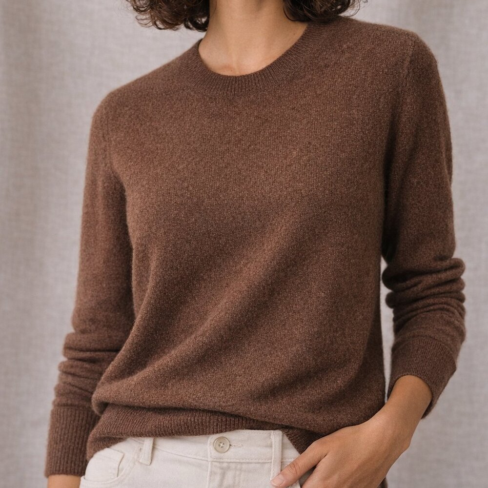 J. Crew Cashmere Crewneck Sweater Brown Classic Fit Medium BA400